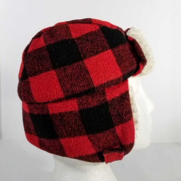 Buffalo Plaid Red & Black Ear-Muffed Winter Hat - Picture 6 of 8